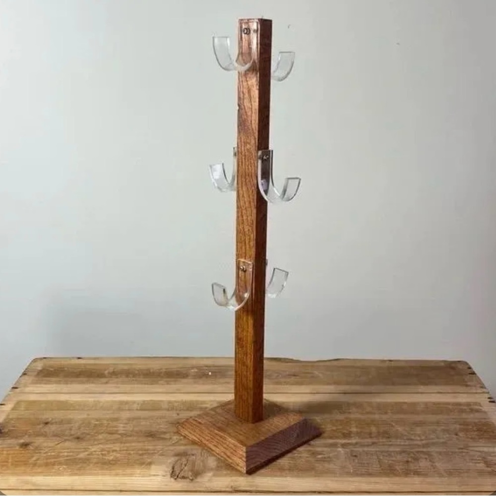 Wood and Lucite Mug Tree Stand
